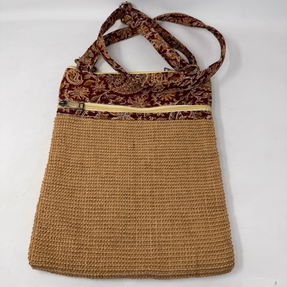 Jute Cottage Sling Handbag Dobby Jute Fabric‎ Ethnic Block Kalamkari Design